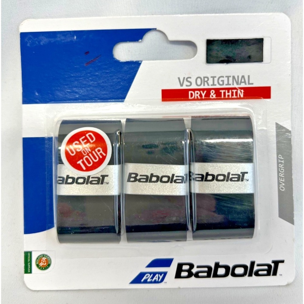 Babolat VS Original Overgrip 3 Pack Black Dry Thin Tour Tennis Grip NEW